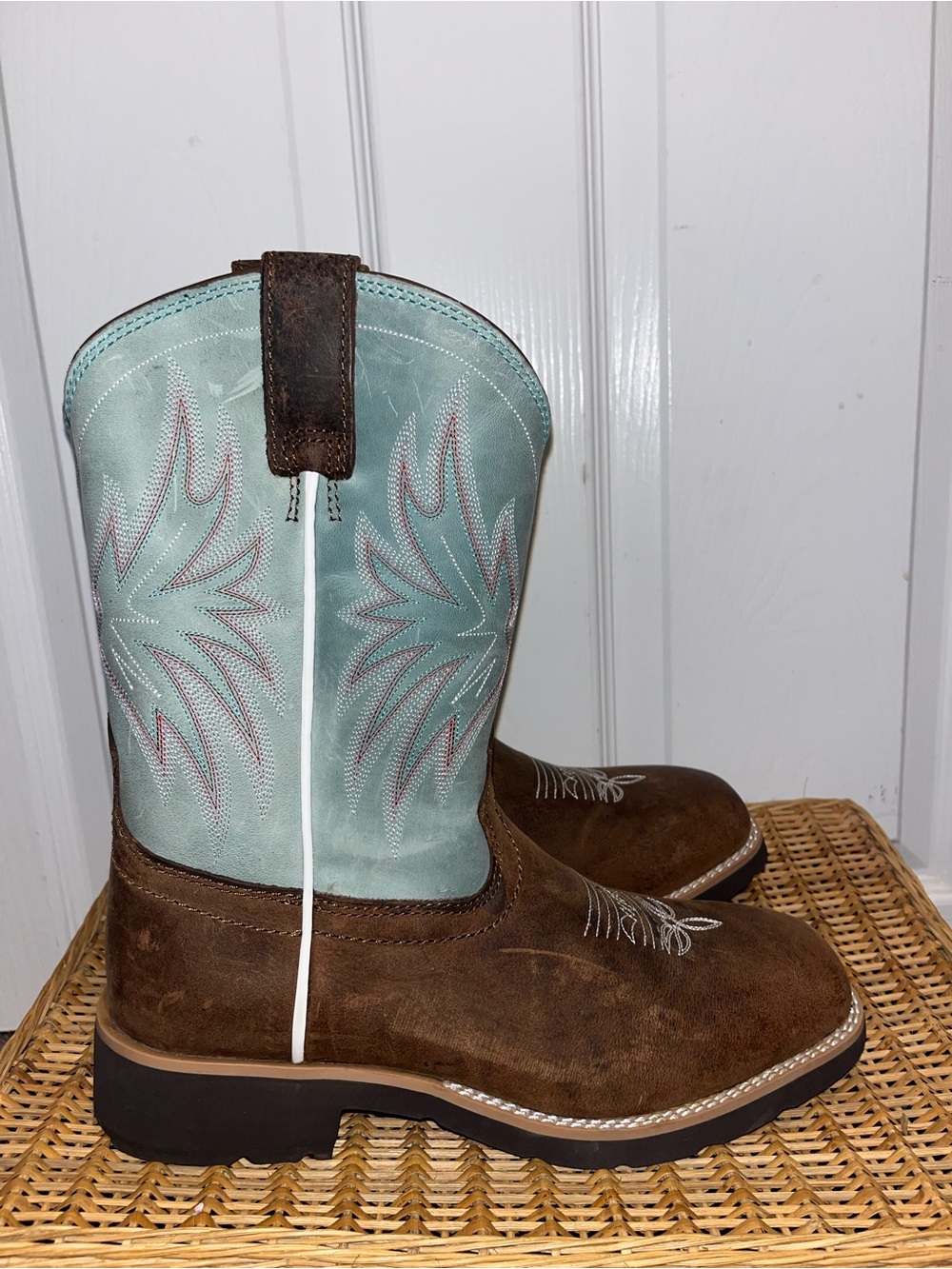 SHYANNE RANK 45 Turquoise Stitch Leather Western Boots BSWSP22P10